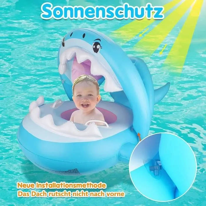 Bouee Bebe avec Toit de Protection Solaire Bouee Siege Bebe avec des Cloches à l'intérieur Flotteurs Bébé de 6 Mois à 36 Mois-1