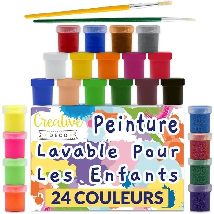 Peinture Enfant Lavable Doigt Creative Deco | 24x20ml | Multicolore | Non-Toxique-0