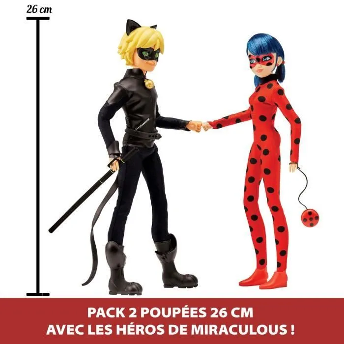 Pack de 2 Poupées mannequin 26 cm Miraculous Ladybug - Revivez les aventures de Ladybug et Chat Noir-1