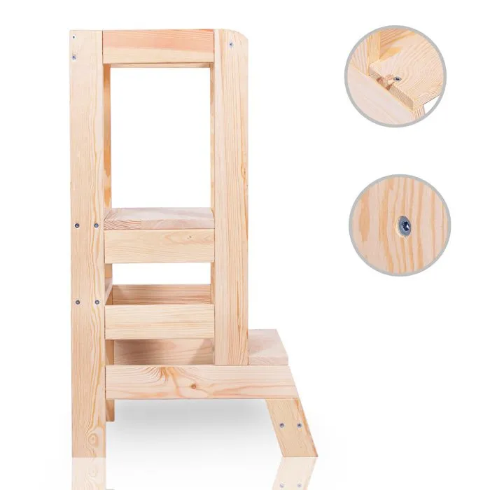 SPRINGOS® Montessori Tour d'apprentissage et observation pour enfants, Kitchen Helper, Made in EU - Bois Naturel-0