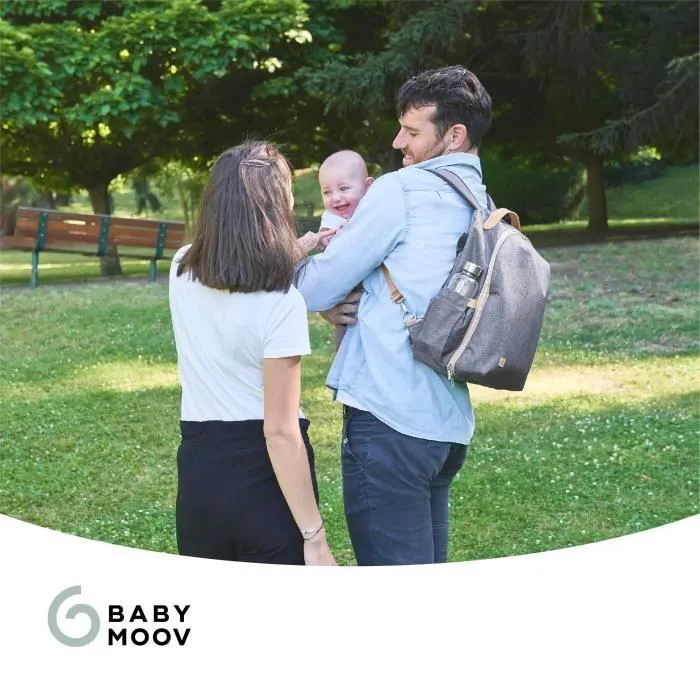 Babymoov Sac à dos à langer Le Pyla, avec grande poche isotherme - Matelas à langer inclus - Smokey-6