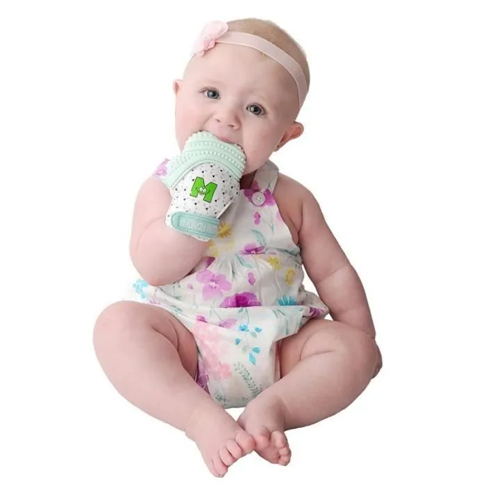 Moufle mitaine de dentition en silicone Peut être utilisé jusqu'à l'âge de 12 mois, Vert Menthe-0