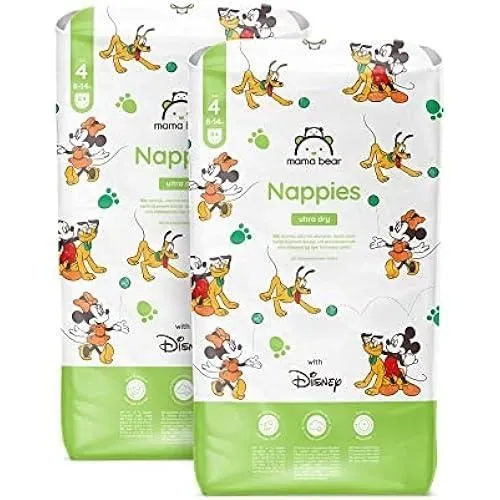 Couches bébé Mama Bear Disney Ultra Absorbantes - Taille 4 (8-14 kg) - Blanc - 168 Pièces (2 lot de 84)-0