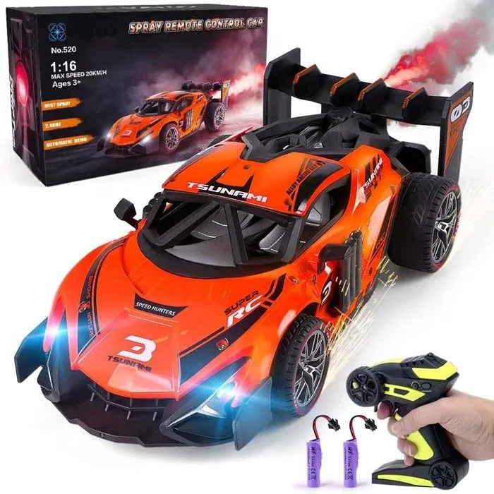 Voiture télécommandée - Voitures RC en Alliage 1:16 avec lumière de Brume de pulvérisation, 2WD 20 km/h Courses Aavec 2 Piles-0