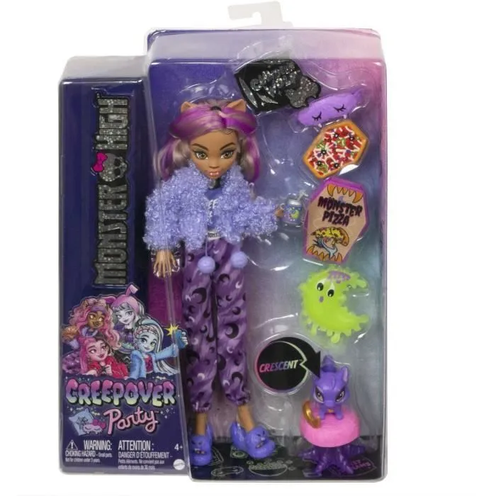 Monster High-Coffret Soirée Pyjama Clawdeen Wolf-poupée et accessoires HKY67-6