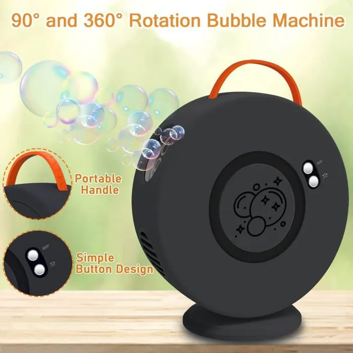 Machine à Bulles Jouet a Bulles Automatique Rechargeable Soufflante Rotatif 90°-360°, 500ml Souffleur à Bulles pour Enfants-4