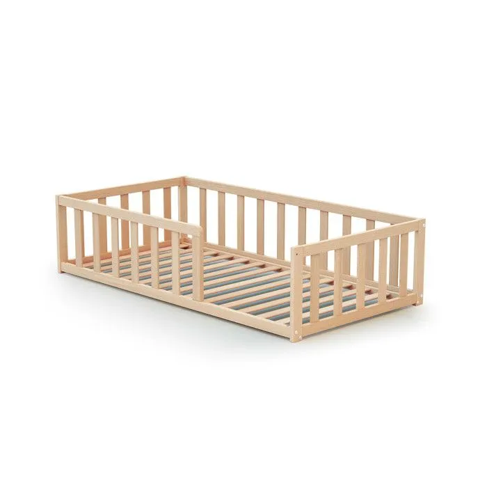 WEBABY -  Lit enfant au sol en bois 70 x 140 KAÏA  Hêtre Brut - 70x140-1