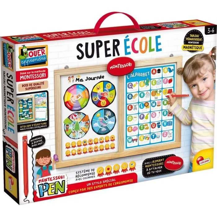 Tableau éducatif - LISCIANI - Montessori Pen - Super école - Activités journalières - Roue des émotions - Écriture Montessori-0