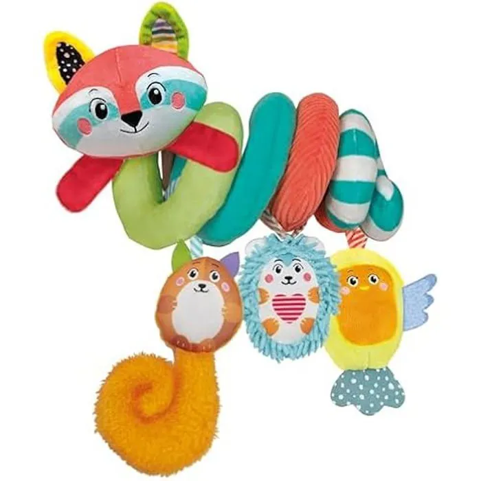 Clementoni- Baby for You – Soft Happy Animals bébé Age – Jouet Premier Activités – Peluche Poussette Spirale, Lavable en Machine,-0