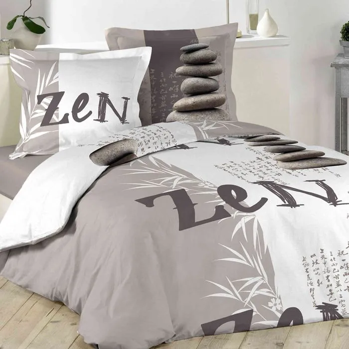 Parure de couette - DOUCEUR D'INTERIEUR - GALETS ZEN - 100% coton - 240x220-1