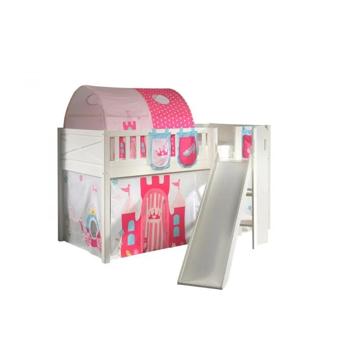Vipack - Scott Lit Mezzanine Toboggan et Rideau Princess, Tunnel et 3 Sacs Rangement-0