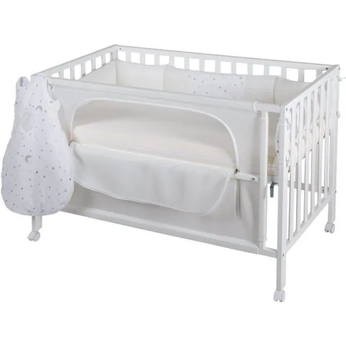ROBA Lit Cododo Complet "safe asleep®" 60x120 cm au design "Sternenzauber" - Blanc laqué-0