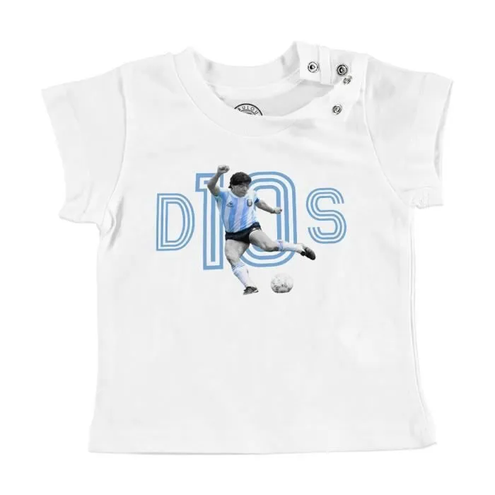 T-shirt Bébé Manche Courte Blanc Dios 10 Maradona Argentine Football-0