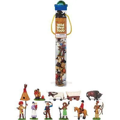 Figurines Cow boys et Indiens - SAFARI - Tube de 12 - Jouet pour enfant de 3 ans et plus-0