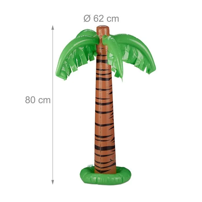 Relaxdays Bouée gonflable palmier, Palmier gonflable XXL piscine et plage, Palmier tropical géant à gonfler, vert-brun-3
