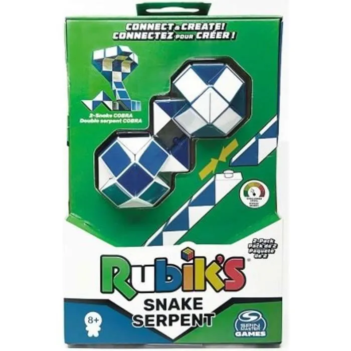 Rubik's Cube Original Snake - SPIN MASTER - Serpent 2 - Blanc - Enfant - Plastique - 13 x 19,5 x 4,5 cm - Bleu-1