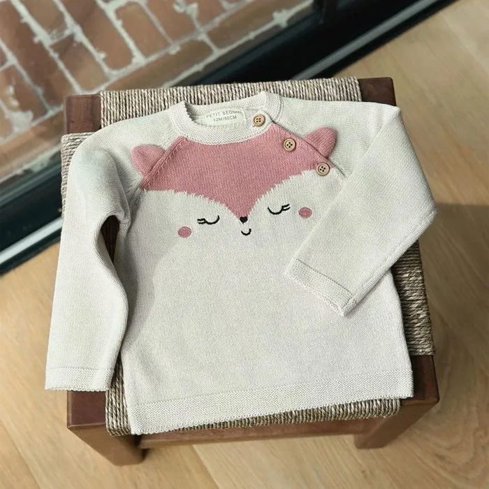 Pull bébé en tricot - PETIT BEGUIN - Eva - Blanc - Col boutonné - Label OEKO-TEX-3