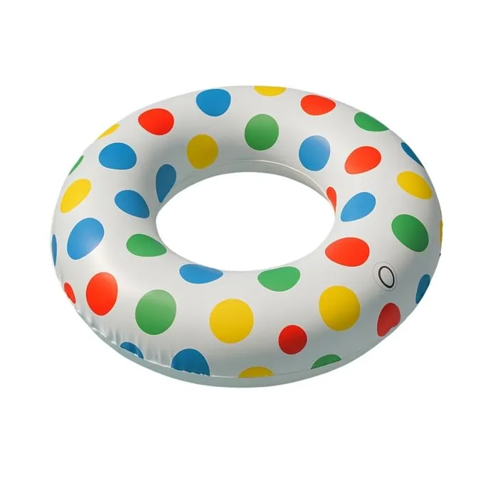 Bouée Gonflable Géante Ronde à Pois 91cm Mulitcolore pour Enfants et Adultes Piscine ou Plage-0