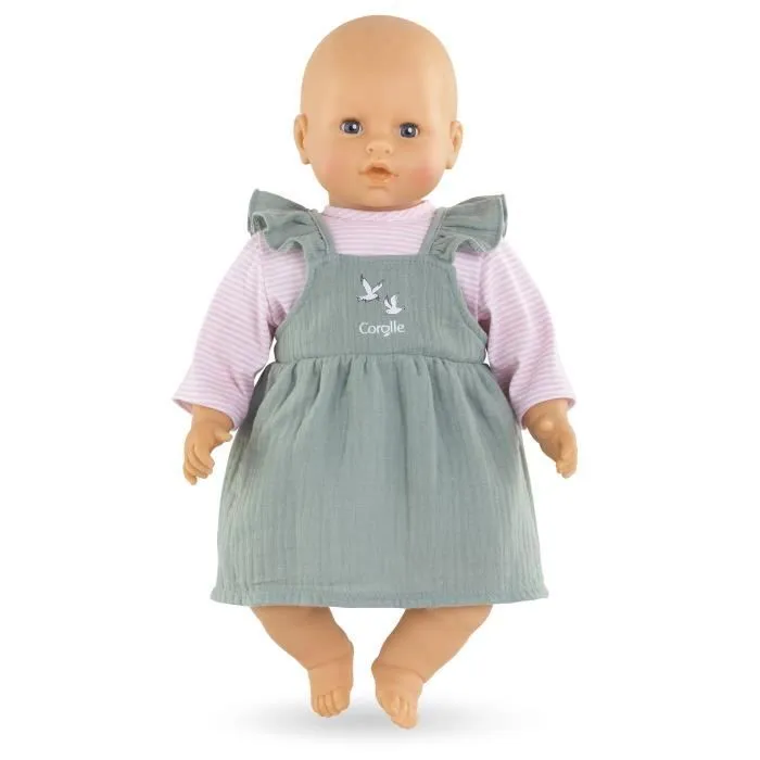 Robe à Volants & T-Shirt Bords de Loire - COROLLE - pour poupon 42 cm - Vert sauge - Mixte-1