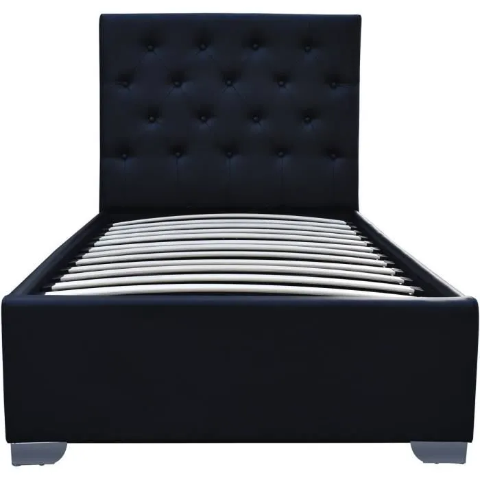 Lit simple avec coffre "Tino" - 90 × 190 cm - Noir-0