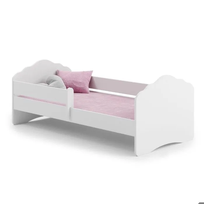 Lit Enfant Bébé pour une fille FALA avec sommier à lattes, avec matelas - 140 x 70 cm - Blanc-1