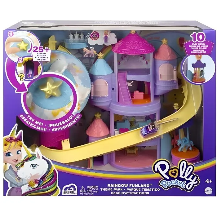 Polly Pocket - Rainbow Funland - Parc d'attractions - Montagnes russes - Carrousel - Grande roue-0