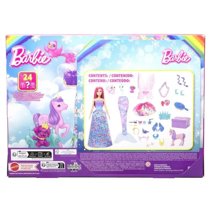 Barbie-Calendrier de l’Avent Barbie Dreamtopia-Poupée et accessoires HRG90-1