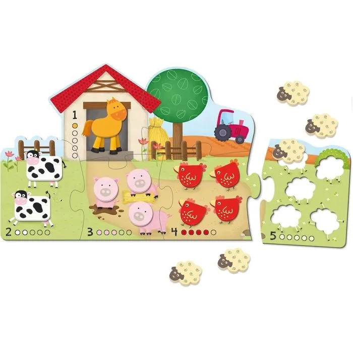 Puzzle géant ferme pour apprendre à compter jusqu'à 5 - DISET - Goula - 5 pièces - Enfant - Intérieur-2