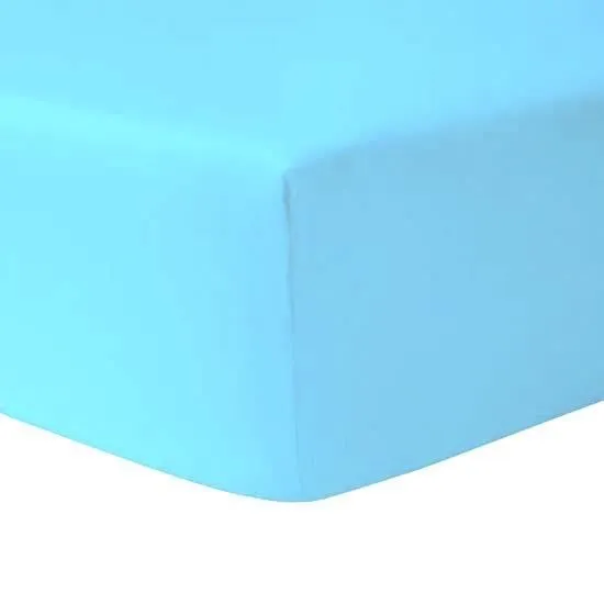 Drap Housse 90 x 200 cm 100 % coton Bleu Ciel - HOMEROKK-0