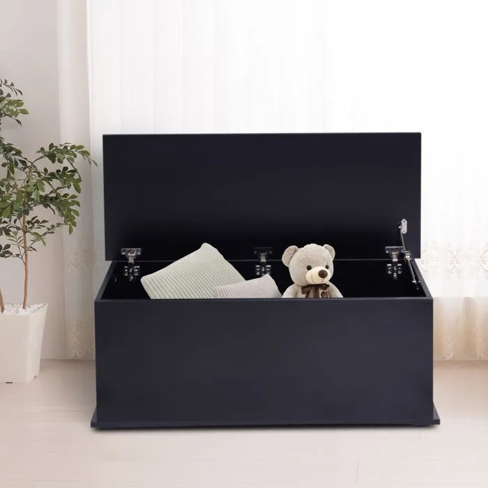 Coffre de rangement - coffre à jouets - HOMCOM - grande capacité de rangement - charnière verrouillée - 100 x 40 x 40 cm - noir-2