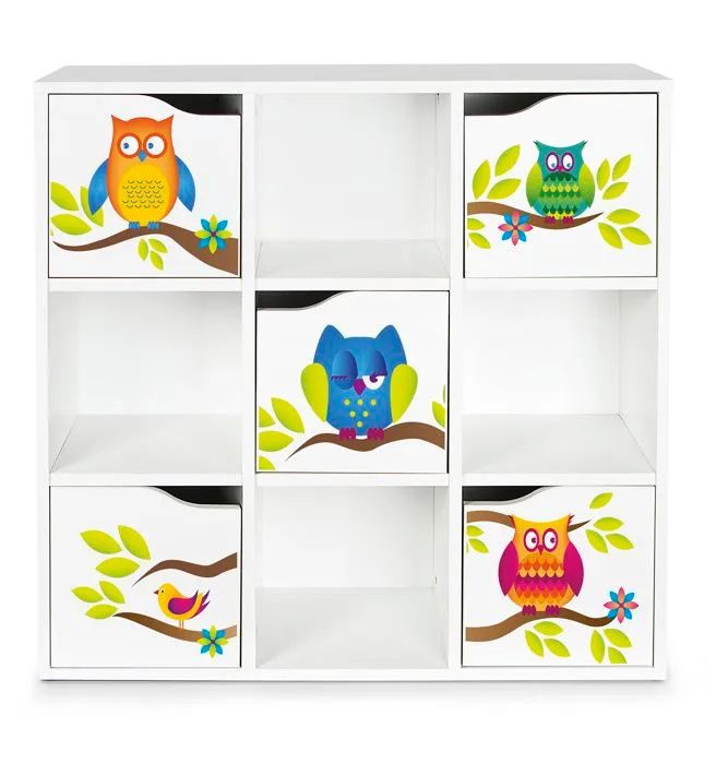 Kubico Max - Hiboux- 29 x 89 x 89,5 cm Bibliothèque Colorée pour Enfants  Élégant et Fonctionnel-0