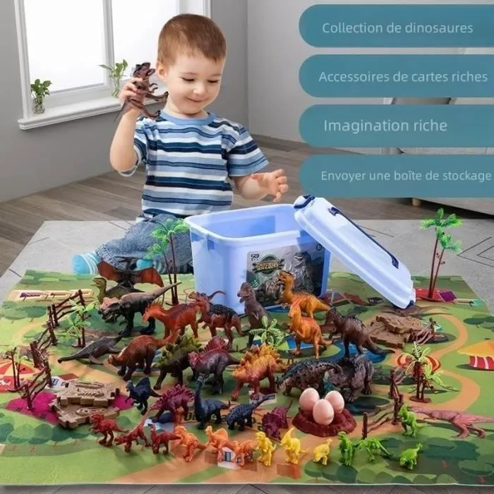 Dinosaure Jouet,Lot de  88 PCS Dinosaure Figurine Avce Boîte de Rangement,Dinosaure Jurassic Jouets éducatifs Cadeau pour Enfants 3-1