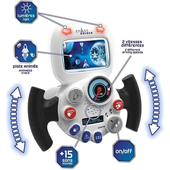 Smoby - V8 Driver Space - Simulateur de Conduite pour Enfant - Navette Spatiale - Volant Electronique-2