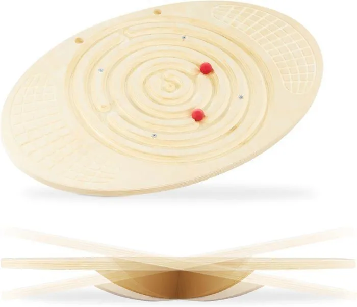 Jouet à Bascule en bois- Planche d'équilibre en bois avec labyrinthe et boules - balance Montessori rocker- Motricité- Max 80 KG-0