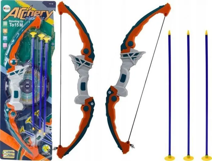 Leantoys Arc de tir , flèches vertes et oranges avec ventouses, 3 pièces-0