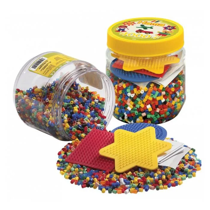HAMA - Pot de 4000 perles à repasser Taille MIDI et 3 plaques (Carrée, étoile, ronde) - Loisirs Créatifs-2