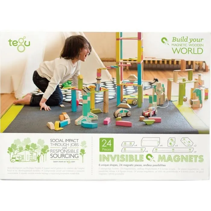 TEGU Sunset 24 Pièces - Blocs de bois aimantés - Jeu de construction-1