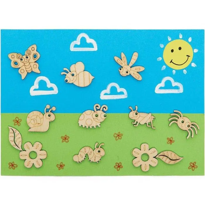 Jeu de scrapbooking Baker ross - FC721 - Mini Formes en Bois motif Insectes - Lot de 100, Bois Loisir Creatif ()-1