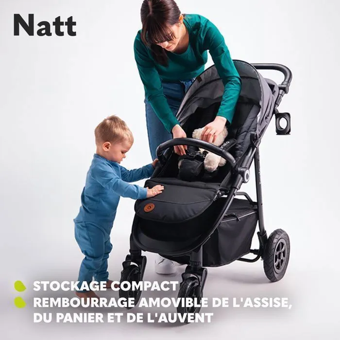 Poussette canne compacte LIONELO Natt - Jusqu'à 22 Kg - Légère & pliable - Roues gonflables - Noir-2