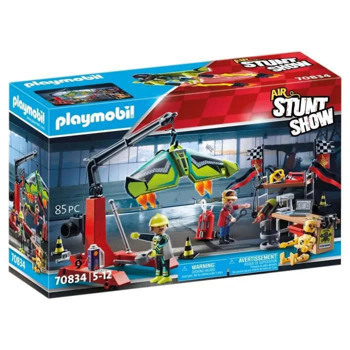 PLAYMOBIL - 70834 - Atelier de réparation Air Stuntshow avec grue mobile-0