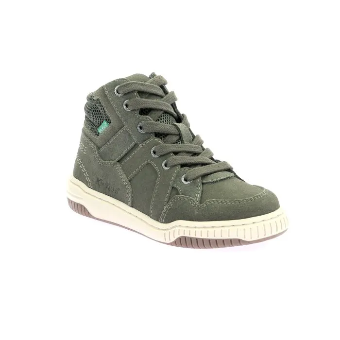 Baskets hautes - KICKERS - Kick90 - Kaki - Cuir - Enfant Garçon-1