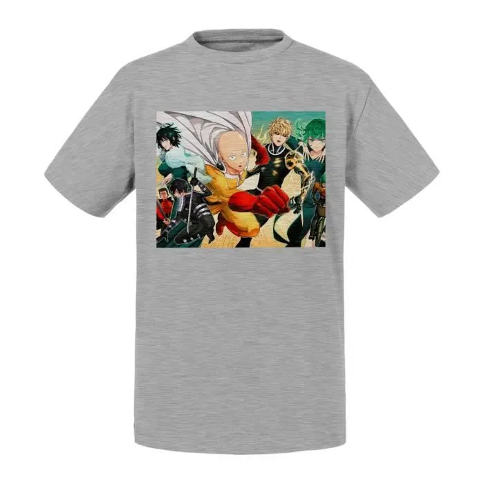 T-shirt Enfant Gris One Punch Man Manga Heros Anime Japon-0