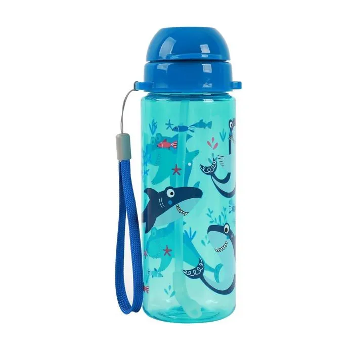 Lunch box - boite a repas Idrink (R) - Gourde 400 ml avec paille pour enfant (SHARK)-0