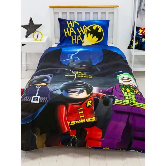 Housse de couette - Lego DC - Défi des super-héros - Design réversible 2 en 1 - 135x200 cm - Lavable en machine-0