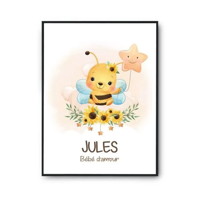 Affiche - Jules - bébé d'amour - abeille - 42 x 59.3 cm - Décoration murale-0
