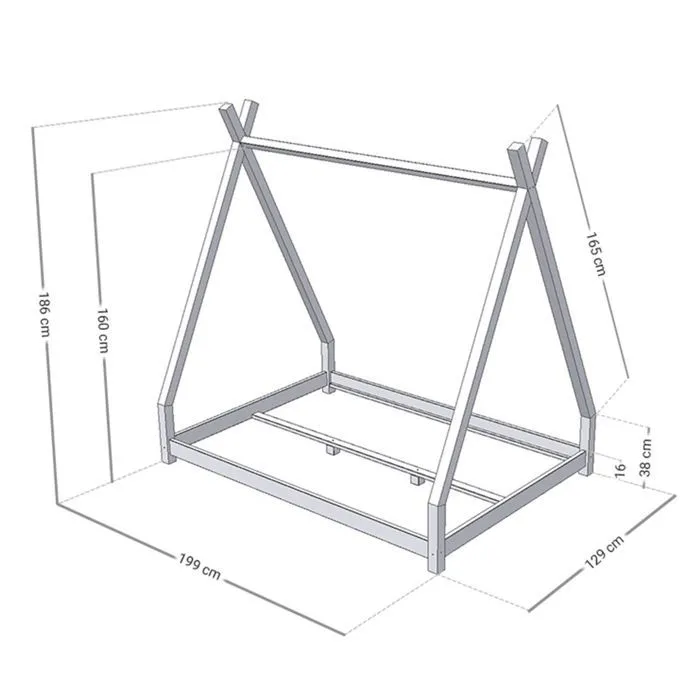 Lit tipi enfant NAKANA 120 x 190 gris clair-3