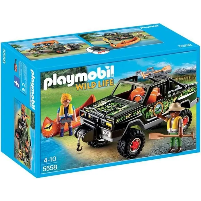 PLAYMOBIL - Pick-up des aventuriers - Wild Life - 2 personnages - Canoë flottant - A partir de 4 ans-0