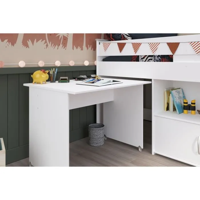 Lit combiné enfant PARISOT ZOLA - Blanc - 90x200 cm - Sommier inclus-3