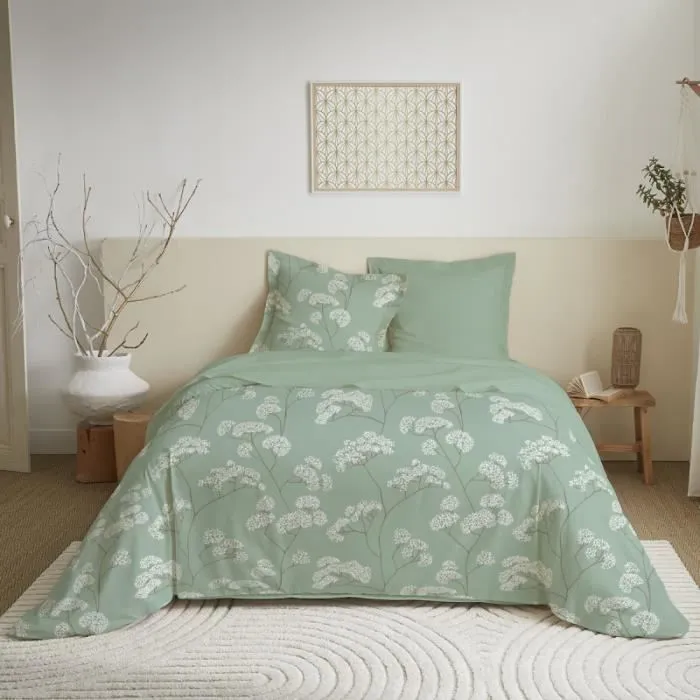 Parure de draps 4 pièces pour lit 160 x 200 cm "Grande largeur" Landscape Menthe-1