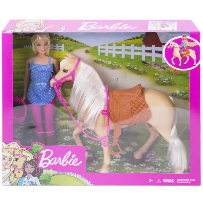 Barbie - Barbie et son cheval - Coffret Poupée Mannequin - 3 ans et + FXH13-4